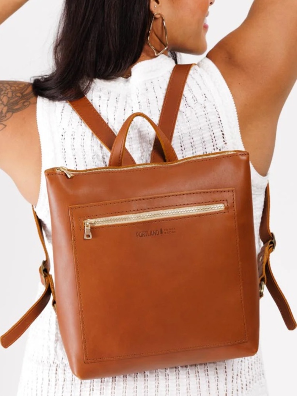 Portland Leather Honey Backpack Tote
